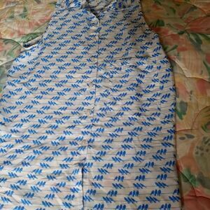 Purple Flame S BirdsPrint Slveless WhiteBlue Up-Down Pocket ButtonUpWomen'sTop S